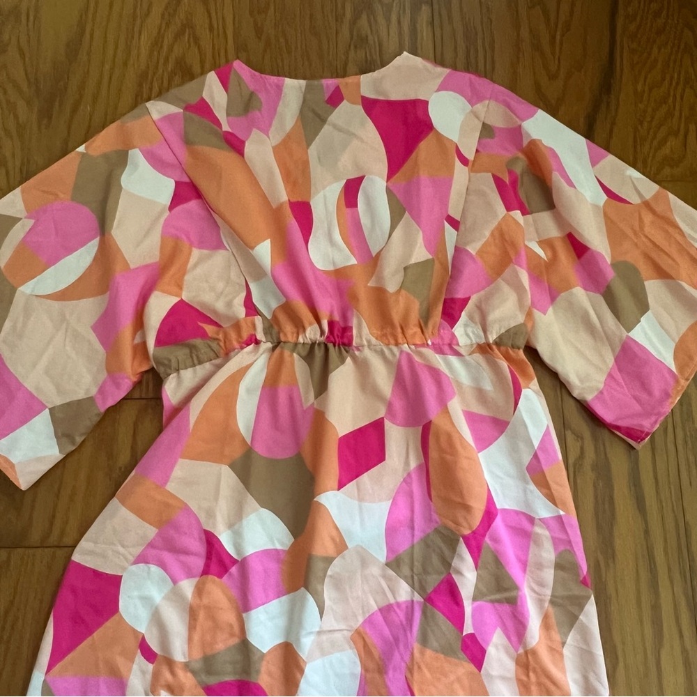 Colorful Abstract Button-Down Shirt Dress Tunic Top 3XL XXXL Multi swim cover up - Picture 6 of 10